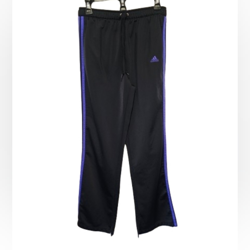 Adidas Vintage Y2K 2005 Black Pants with Purple 3-stripes Size Medium *see notes